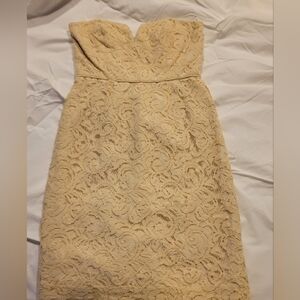 J. Crew Strapless Cream Lace Sheath Dress